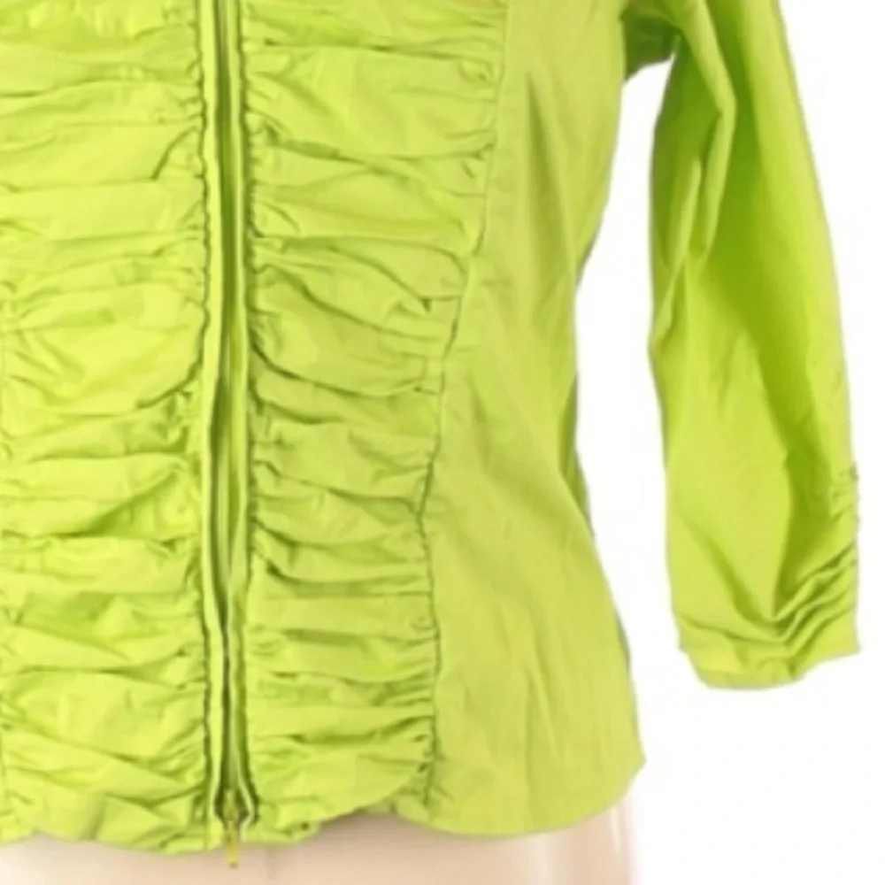 Ravel XL neon‎ green zippered ruched 3/4 length sleeves jacket